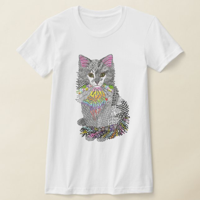 Niedlicher und farbenfroher Cat T - Shirt (Ablage )