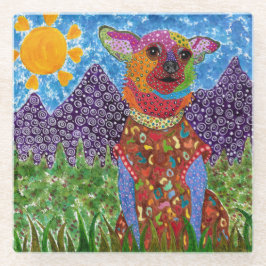 Niedlicher und farbenfroher Chihuahua-Untersetzer Glasuntersetzer