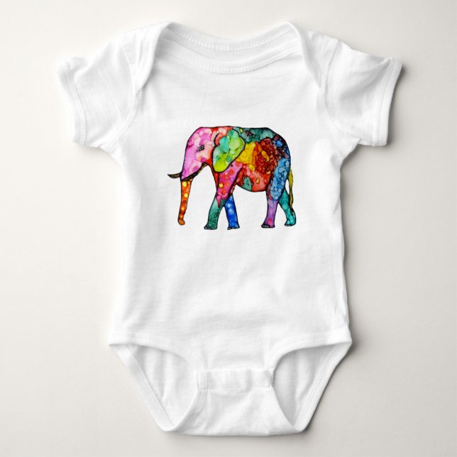 Niedlicher und farbenfroher Elefant Baby Strampler (Vorderseite)
