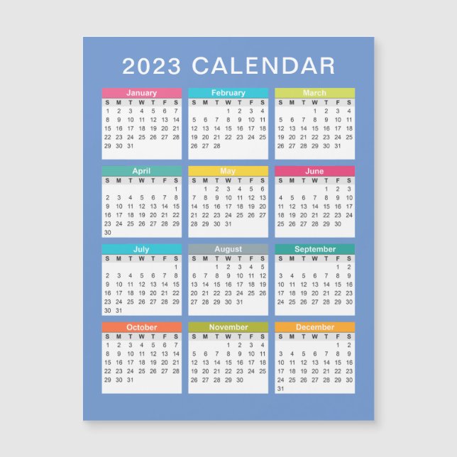 Niedlicher und farbenfroher Kalender 2023 | Magnet (Vorderseite)