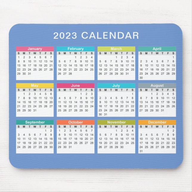 Niedlicher und farbenfroher Kalender 2023 | Mousep Mousepad (Vorne)