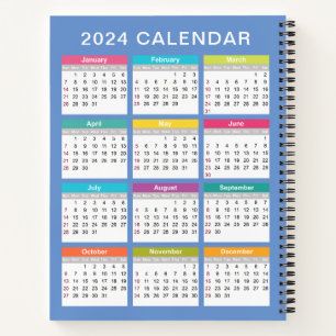 Niedlicher und farbenfroher Kalender 2024   Notebo Notizbuch
