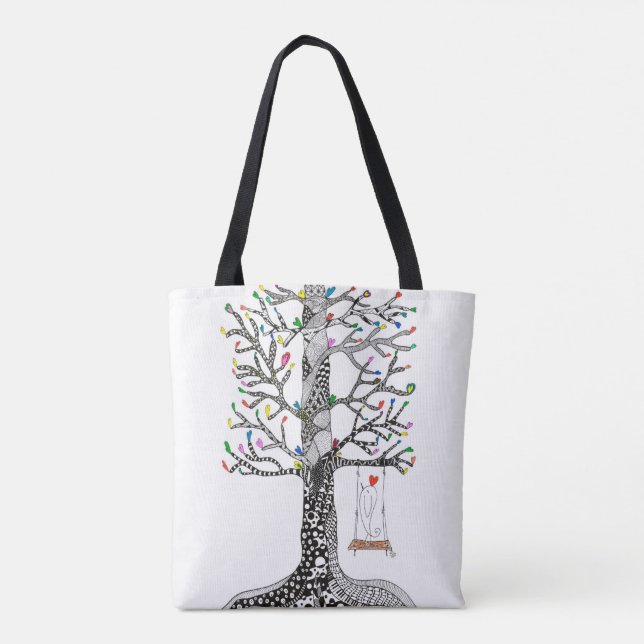 Niedlicher und farbenfroher Vogel auf einem Schauk Tasche (Rückseite)
