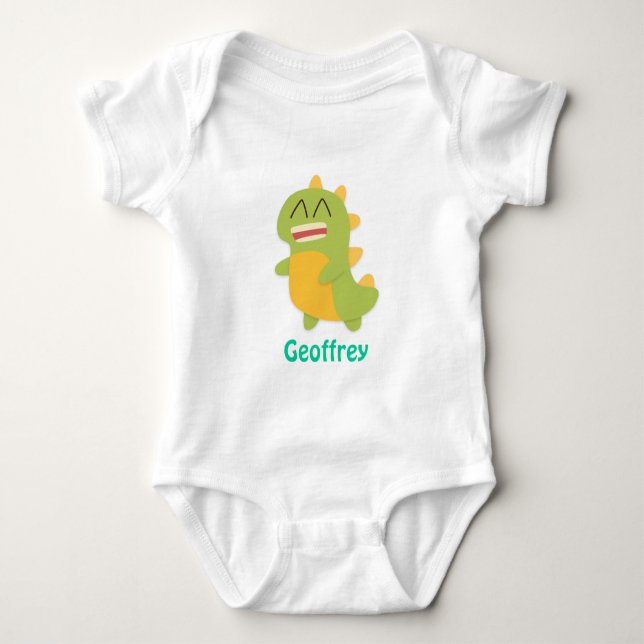 Niedlicher und glücklicher Dinosaurier für Baby Bo Strampler (Vorderseite)