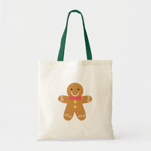 Niedlicher und glücklicher Gingerbrot Mann zu Wei Tragetasche