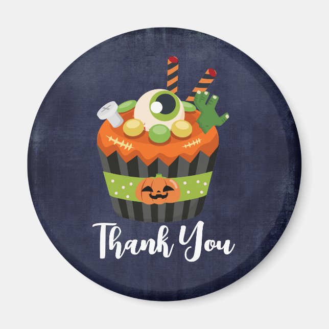 Niedlicher und grauenhafter Halloween Cupcake Dank Magnet (Vorne)