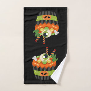 Niedlicher und grauenhafter Halloween Cupcake mit  Badhandtuch Set
