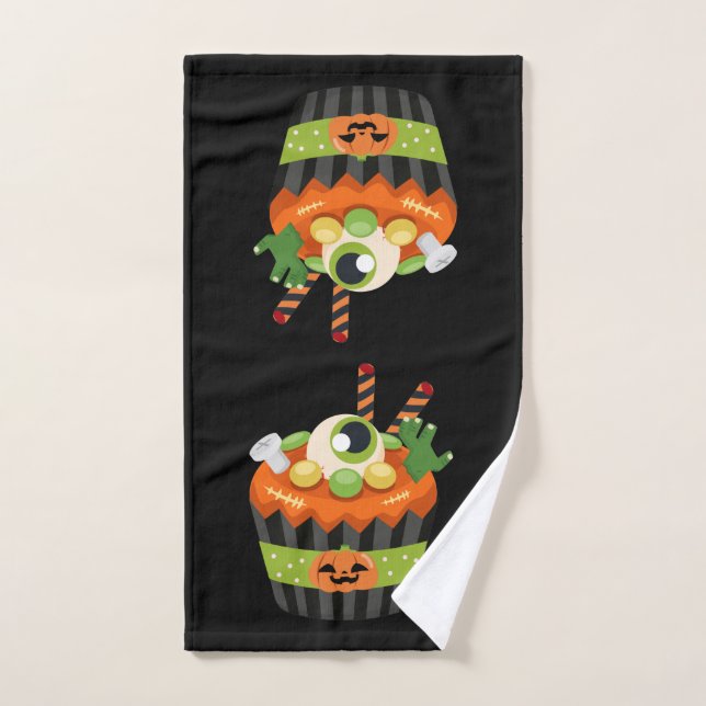 Niedlicher und grauenhafter Halloween Cupcake mit  Badhandtuch Set (Handtuch)