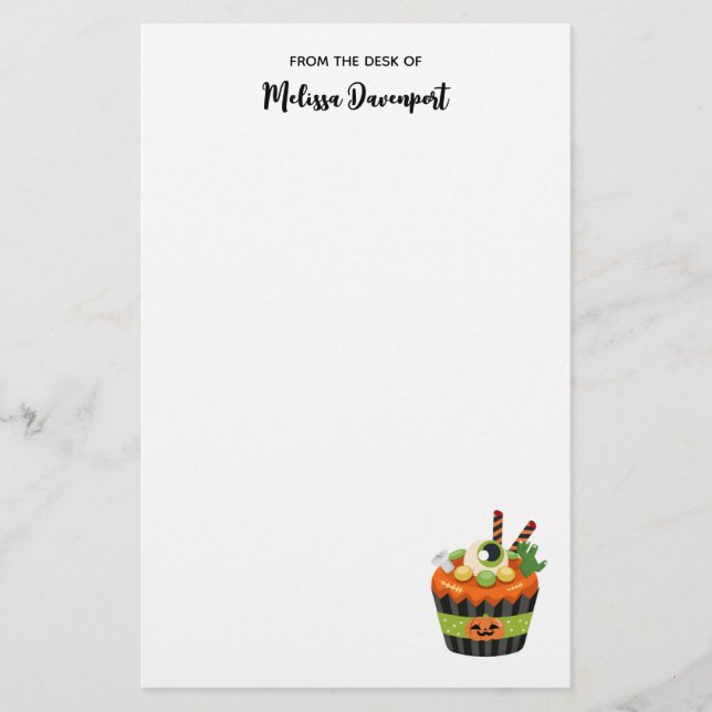 Niedlicher und grauenhafter Halloween Cupcake mit  Briefpapier (Vorderseite)