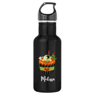 Niedlicher und grauenhafter Halloween Cupcake mit  Edelstahlflasche