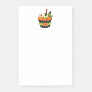 Niedlicher und grauenhafter Halloween Cupcake mit Post-it Klebezettel