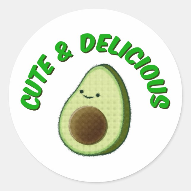 Niedlicher und köstlicher Avocado Runder Aufkleber (Vorderseite)