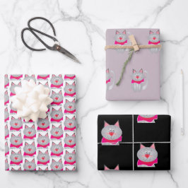 Niedlicher und Künstlerischer Katzendesigner Geschenkpapier Set