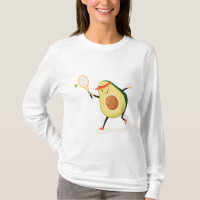 Niedlicher und lustiger Avocado beim Tennisspielen
