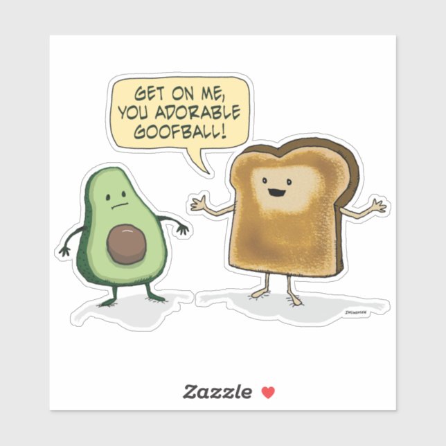Niedlicher und lustiger Avocado Toast Aufkleber (Blatt)