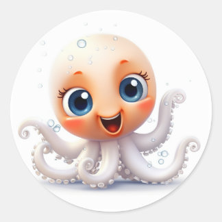 niedlicher und lustiger Oktopus Runder Aufkleber