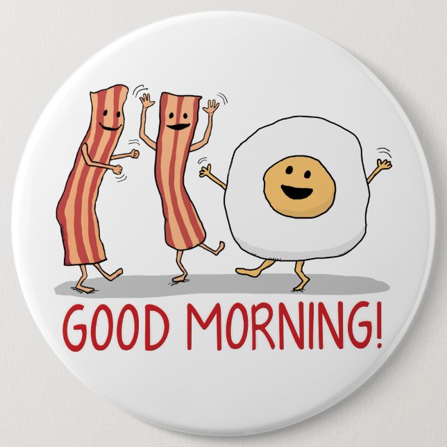 Niedlicher und lustiger Speck-und Ei-guter Morgen Button (Vorderseite)