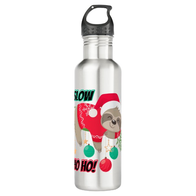 Niedlicher und lustiger Weihnachtsmann-Slow Ho Ho Edelstahlflasche (Vorderseite)