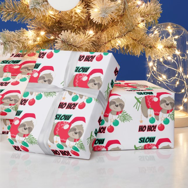 Niedlicher und lustiger Weihnachtsmann-Slow Ho Ho Geschenkpapier (Feiertage)