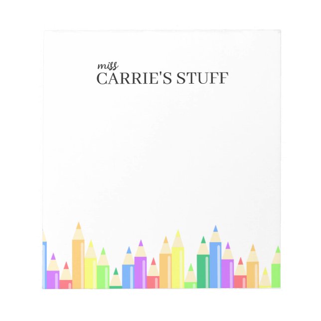 Niedlicher und Personalisierter Lehrer Notizblock (Vorderseite)