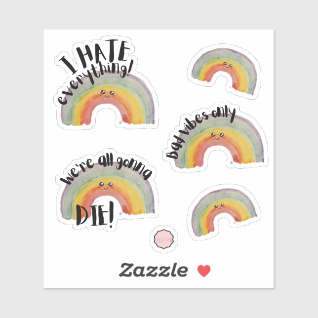 Niedlicher und sarkastischer Regenbogentext Aufkleber (Blatt)