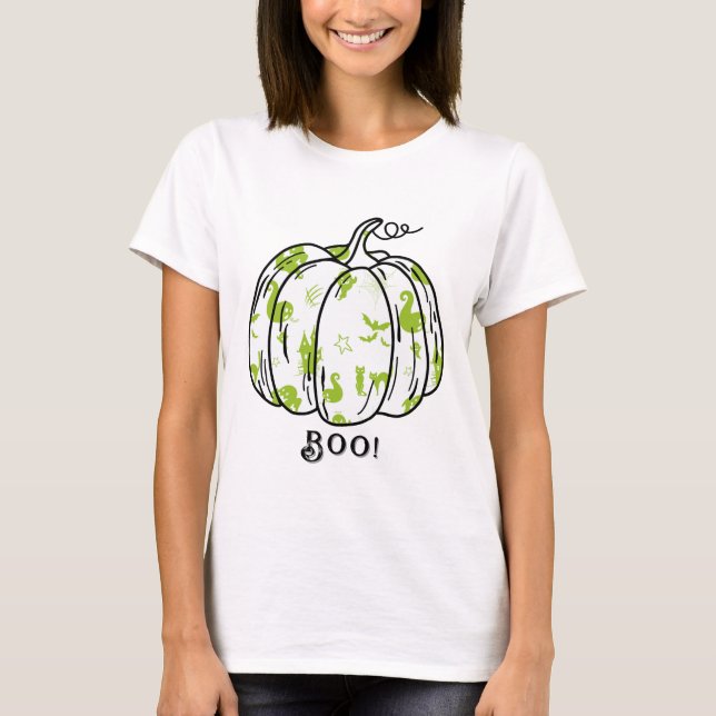 Niedlicher und schokogrüner Jack-O’ Lantern T-Shirt (Vorderseite)