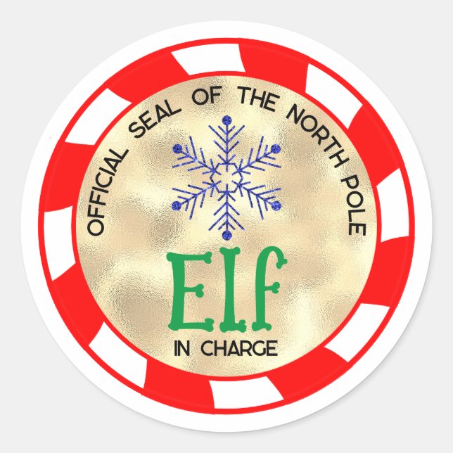 Niedlicher und sonniger Weihnachtself in Charge Runder Aufkleber (Vorderseite)