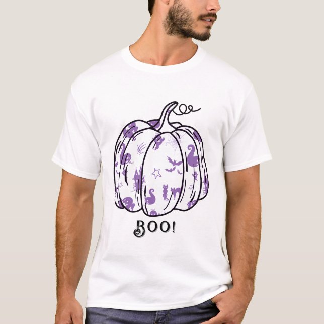 Niedlicher und Spooker Lila Jack-O’-Lantern T-Shirt (Vorderseite)