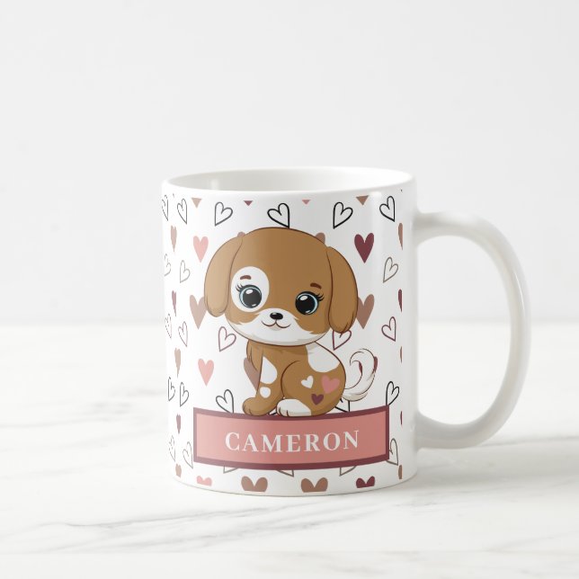 Niedlicher und süßer Welpenpink Totbeutel Kaffeetasse (Rechts)