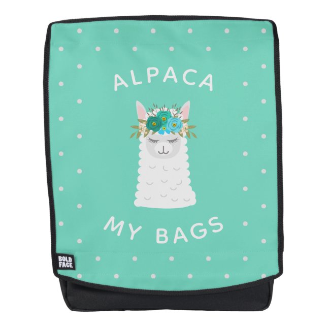 Niedlicher und Trendy Türkis des Alpaka-| Rucksack (Vorderseite)