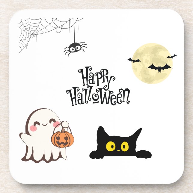 Niedlicher und undurchsichtiger Halloween-Unterset Getränkeuntersetzer (Vorderseite)