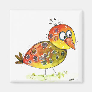 Niedlicher und weißer Gelbvogel Magnet