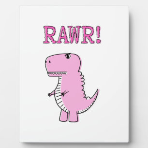 Niedlicher und wütend rosa Cartoon T-Rex Dinosauri Fotoplatte