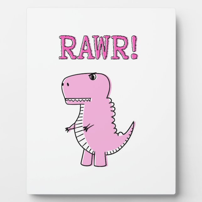 Niedlicher und wütend rosa Cartoon T-Rex Dinosauri Fotoplatte (Vorderseite)
