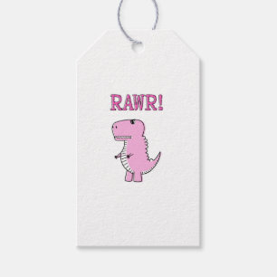 Niedlicher und wütend rosa Cartoon T-Rex Dinosauri Geschenkanhänger