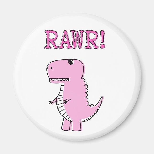 Niedlicher und wütend rosa Cartoon T-Rex Dinosauri Magnet (Vorne)