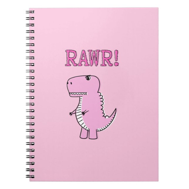 Niedlicher und wütend rosa Cartoon T-Rex Dinosauri Notizblock (Vorderseite)