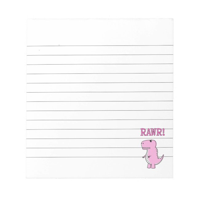 Niedlicher und wütend rosa Cartoon T-Rex Dinosauri Notizblock (Vorderseite)