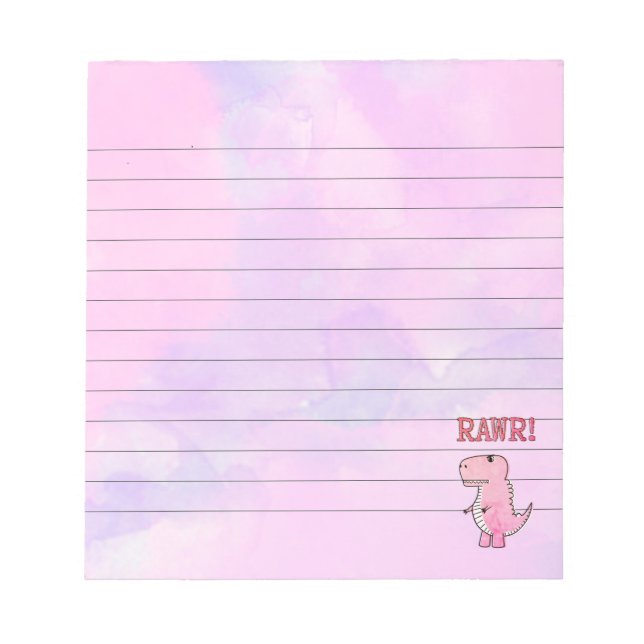 Niedlicher und wütend rosa Cartoon T-Rex Dinosauri Notizblock (Vorderseite)