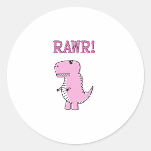 Niedlicher und wütend rosa Cartoon T-Rex Dinosauri Runder Aufkleber