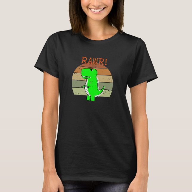 Niedlicher und wütender Cartoon T-Rex Dinosaur Sun T-Shirt (Vorderseite)