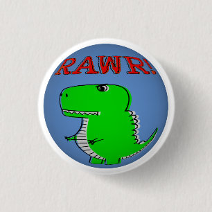 Niedlicher und wütender Cartoon T-Rex RAWR Button