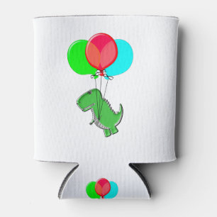 Niedlicher und wütender Dino mit Party-Balloons Dosenkühler