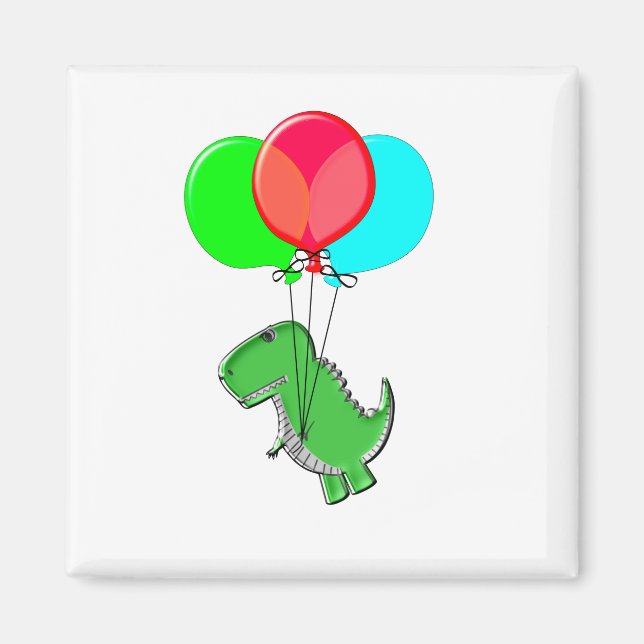Niedlicher und wütender Dino mit Party-Balloons Magnet (Vorne)