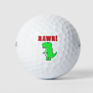 Niedlicher und wütender grüner Cartoon T-Rex Dinos Golfball