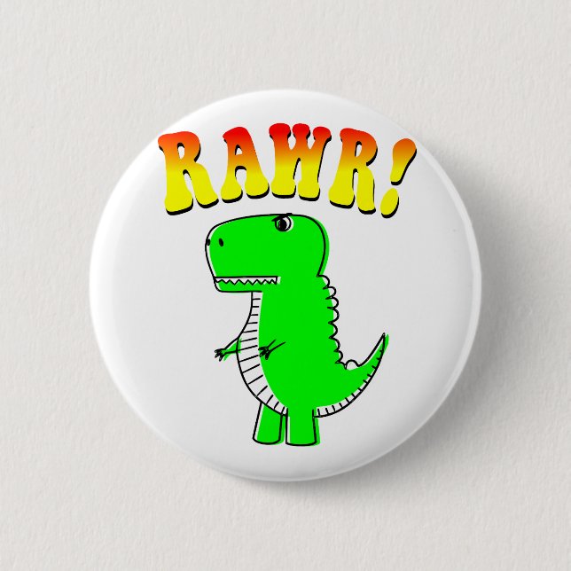 Niedlicher und wütender T-Rex RAWR Groovy Text Button (Vorderseite)
