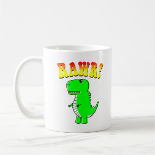 Niedlicher und wütender T-Rex RAWR Groovy Text Kaffeetasse