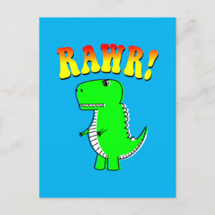 Niedlicher und wütender T-Rex RAWR Groovy Text Postkarte