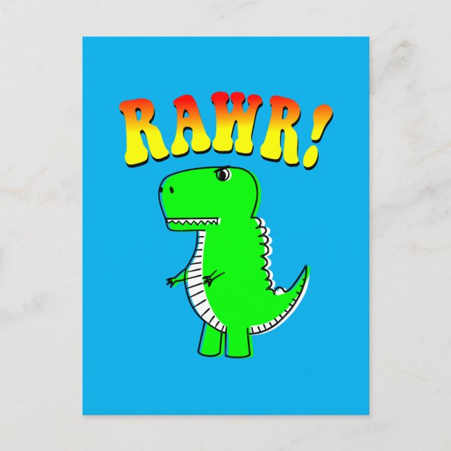 Niedlicher und wütender T-Rex RAWR Groovy Text Postkarte (Vorderseite)