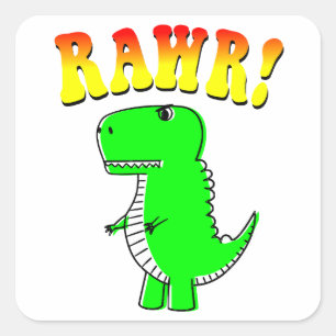 Niedlicher und wütender T-Rex RAWR Groovy Text Quadratischer Aufkleber
